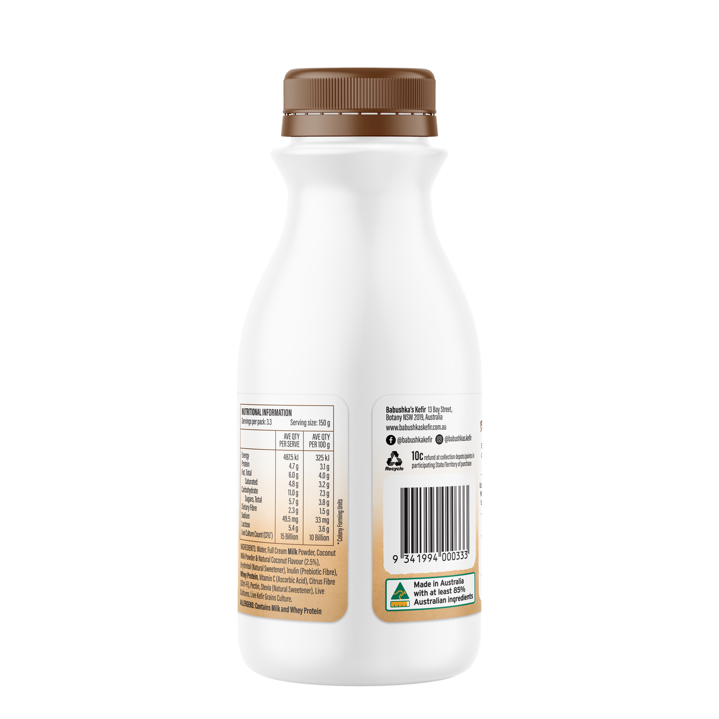 Babushka's Probiotic Kefir Natural Yoghurt Coconut 500g