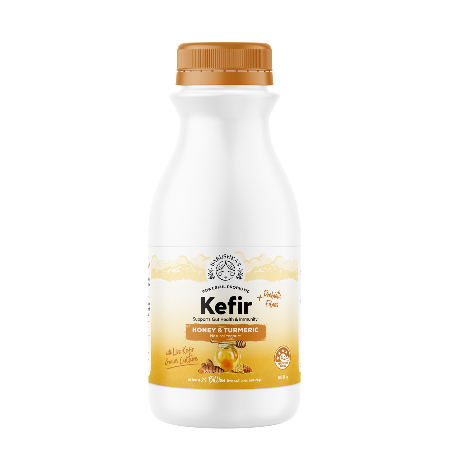 Babushka's Probiotic Kefir Natural Yoghurt Honey and Turmeric 500g