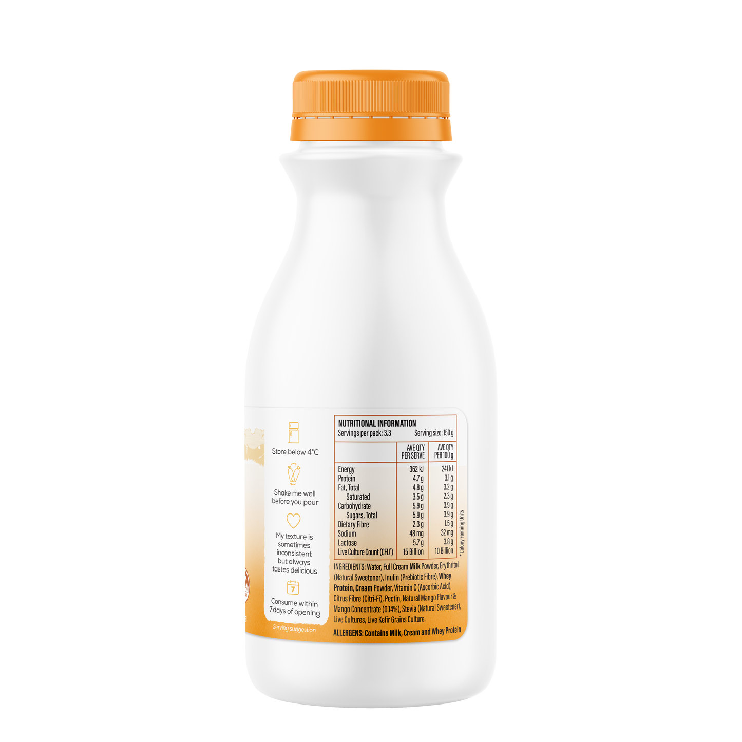 Babushka's Probiotic Kefir Natural Yoghurt Mango 500g