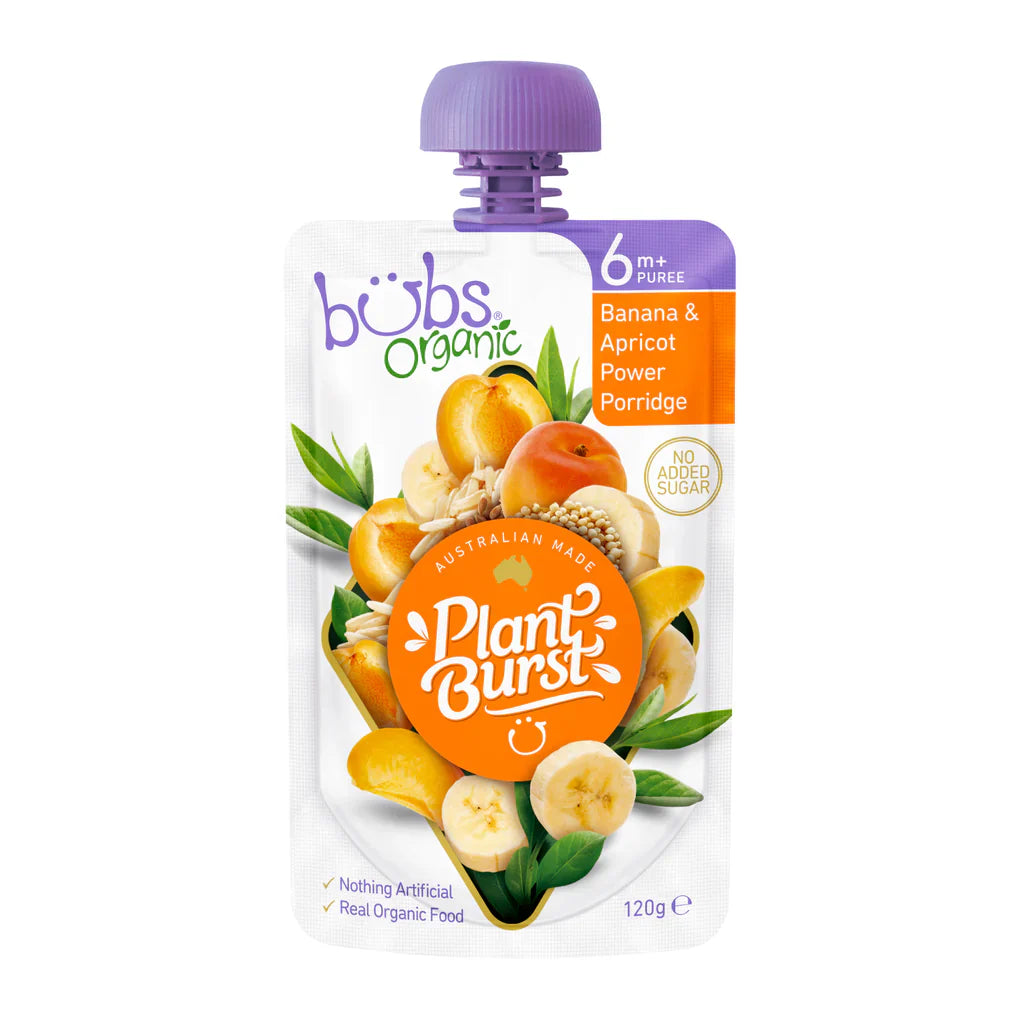 Bubs Organic Puree Banana and Apricot Porridge 6 Months+ 120g