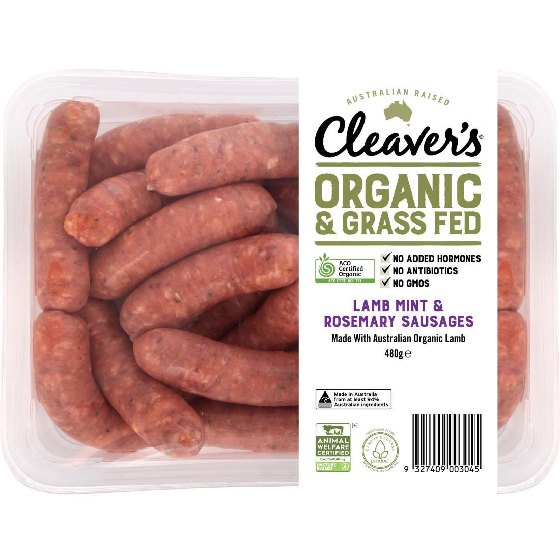 Cleaver's Organic Lamb and Rosemary Sausages 480g