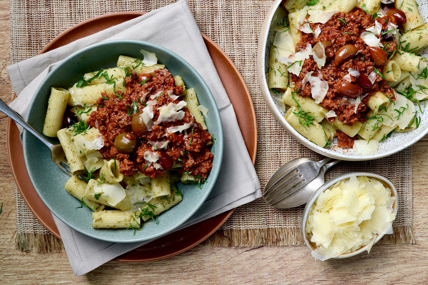 Kangaroo and Mixed Olives Rigatoni Bolognese