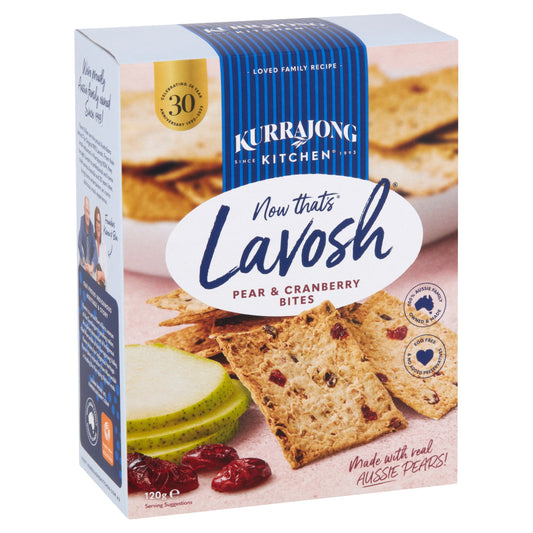 Kurrajong Kitchen Lavosh Pear and Cranberry 120g