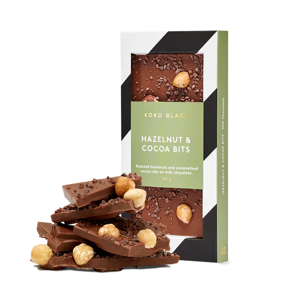 Koko Black Dark Chocolate Hazelnut and Caramelised Cocoa Nibs 100g