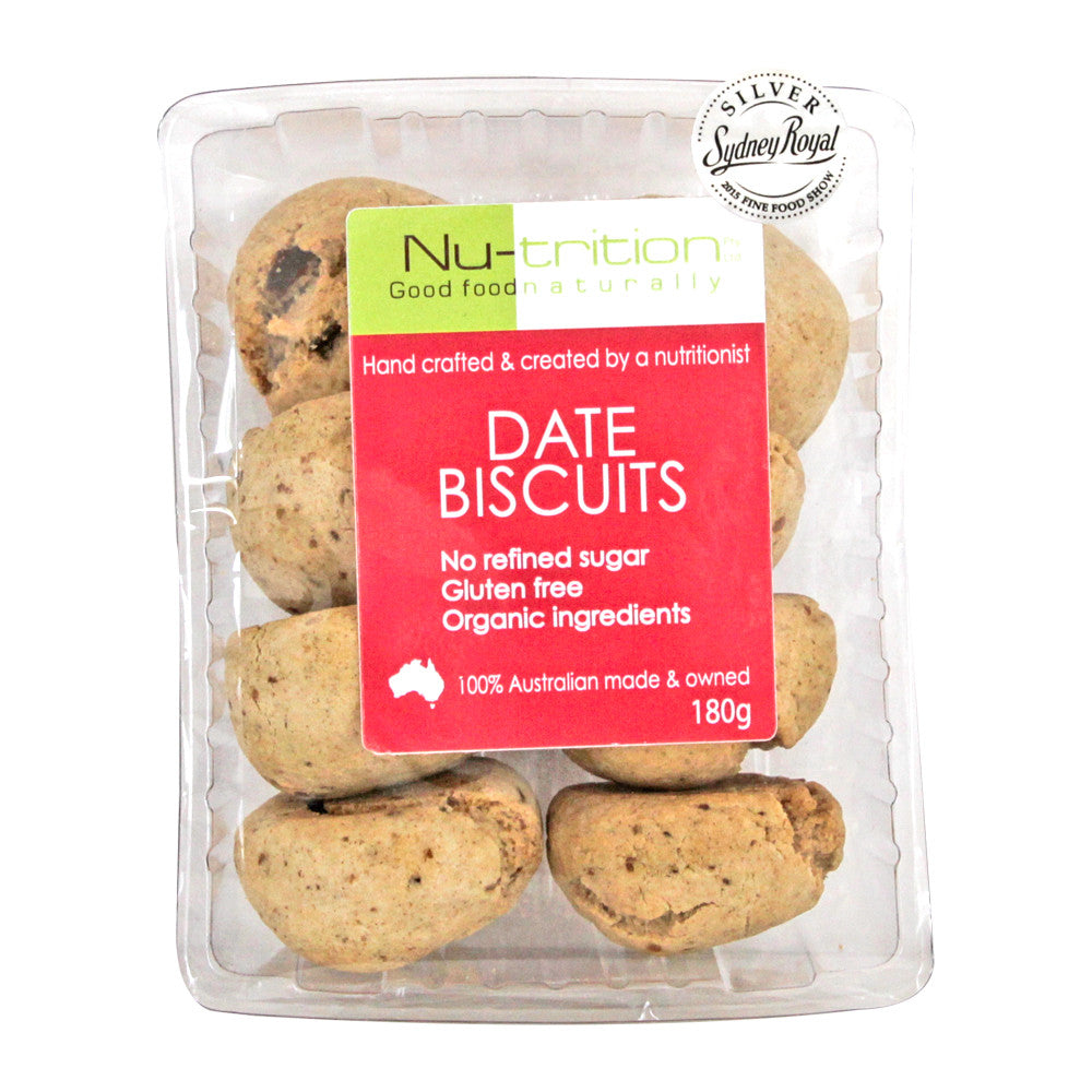 Nu-trition Date Biscuits Gluten Free 180g , Grocery-Biscuits - HFM, Harris Farm Markets
