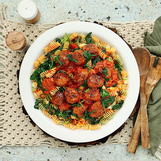 Fusilli Meatballs with Saute Spinach | Harris Farm Online