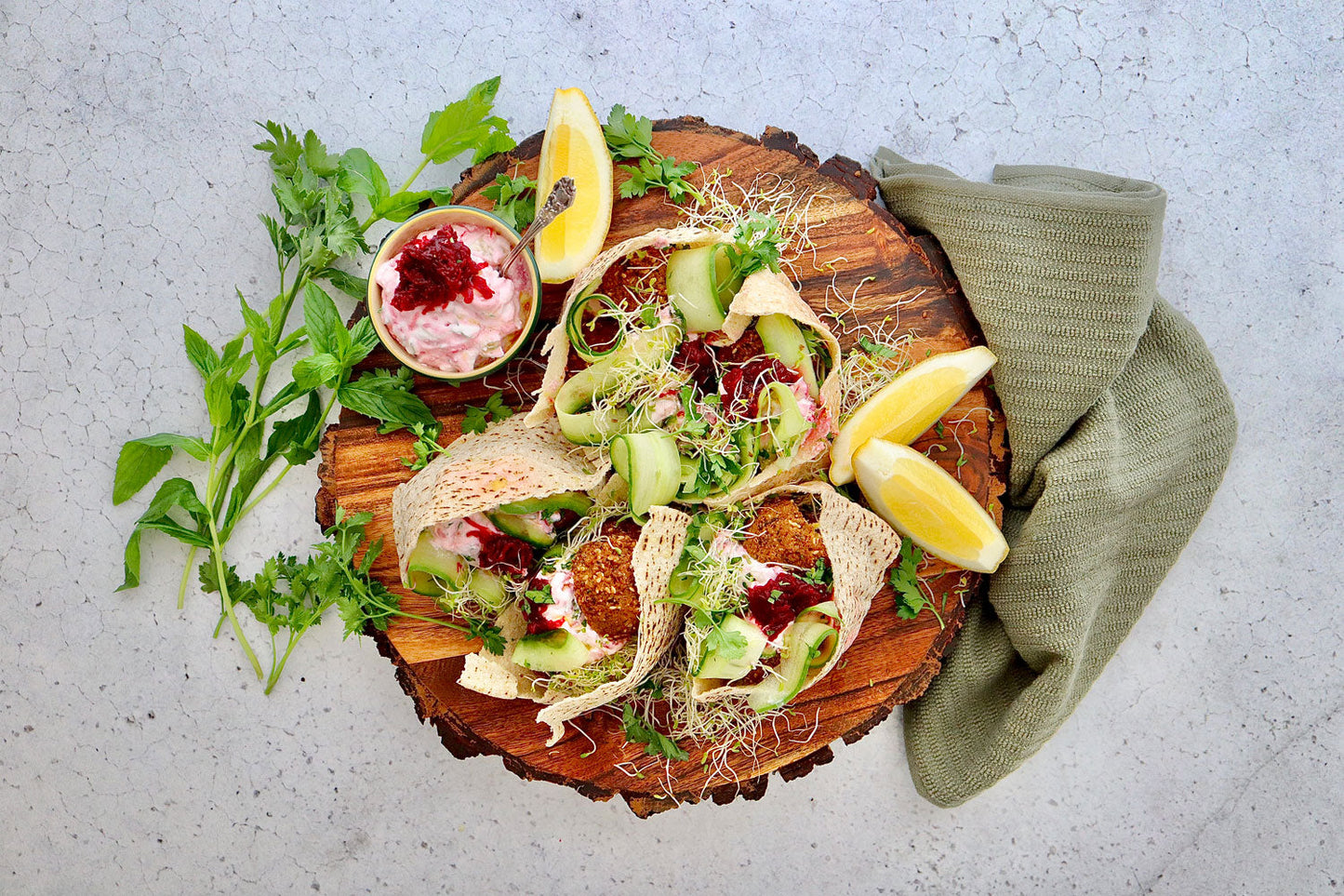 Pita Pockets - with Falafel and Coconut Beetroot Yoghurt | Harris Farm Online