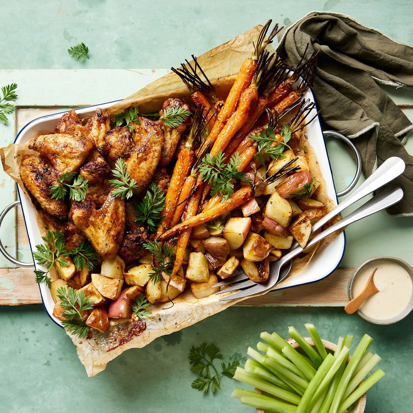 Peri-Peri Chicken Wings - with Roasted Potatoes and Blue Cheese Dressing | Harris Farm Online