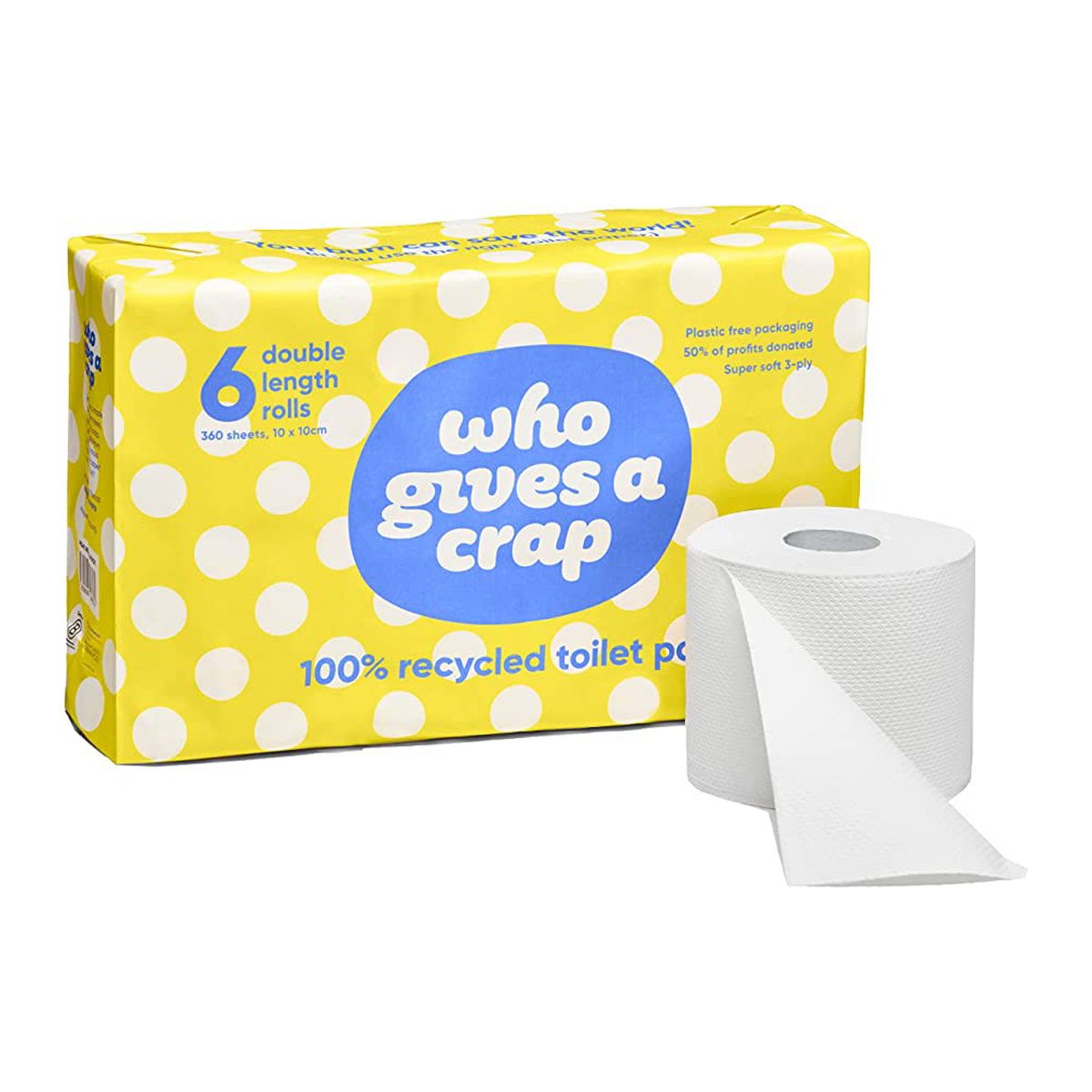 Who Gives a Crap Toilet Paper 6x360 Sheets