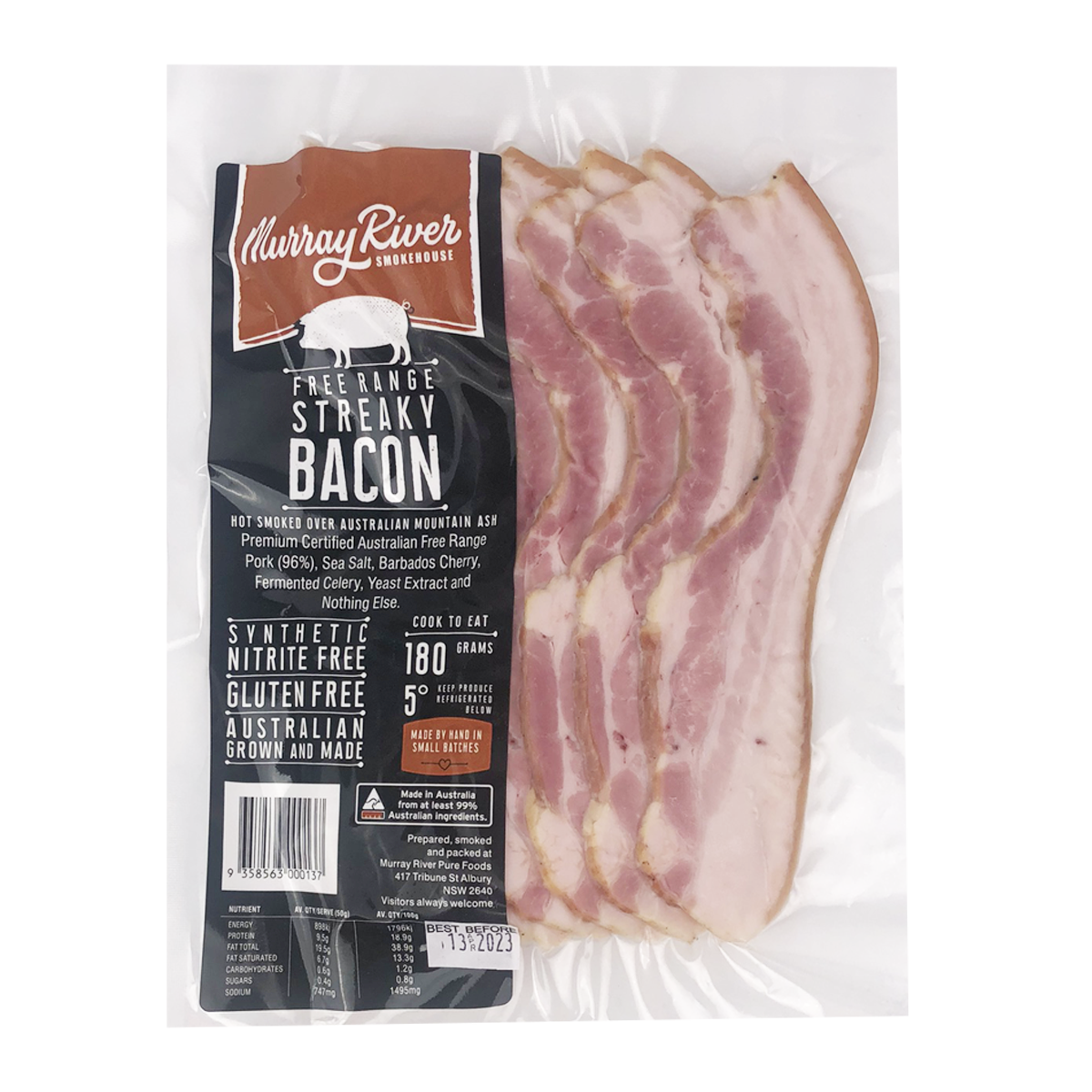 Murray River Smokehouse Streaky Bacon 180g