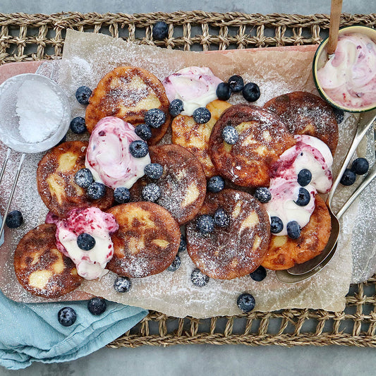 Ukrainian Cheese Pancakes and Mixed Berry Yoghurt - Syrniki | Harris Farm Online