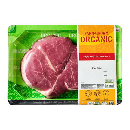 Farm Grown Organic Beef Eye Fillet Steak 250-350g