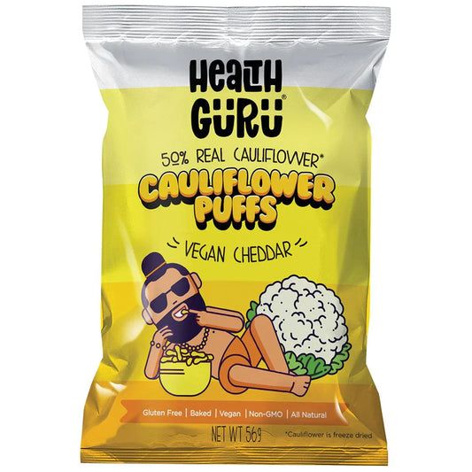 Health Guru Cauliflower Puffs Vegan Cheddar 56g