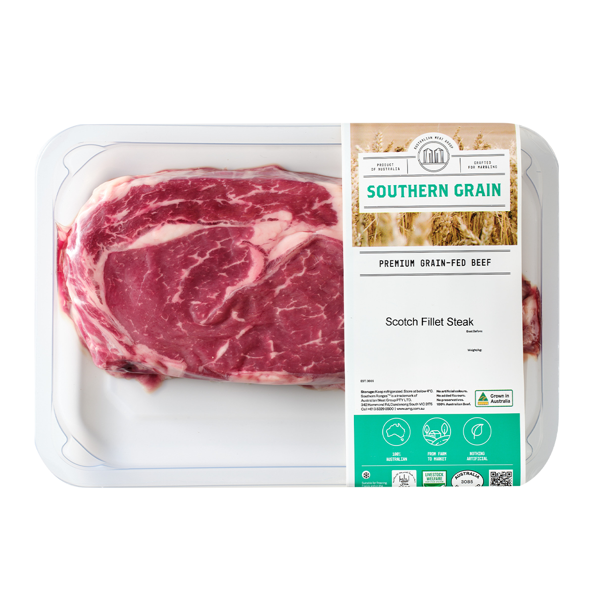 Southern Grain Premium Grain Fed Beef  MB2 Scotch Fillet Steak 200-350g