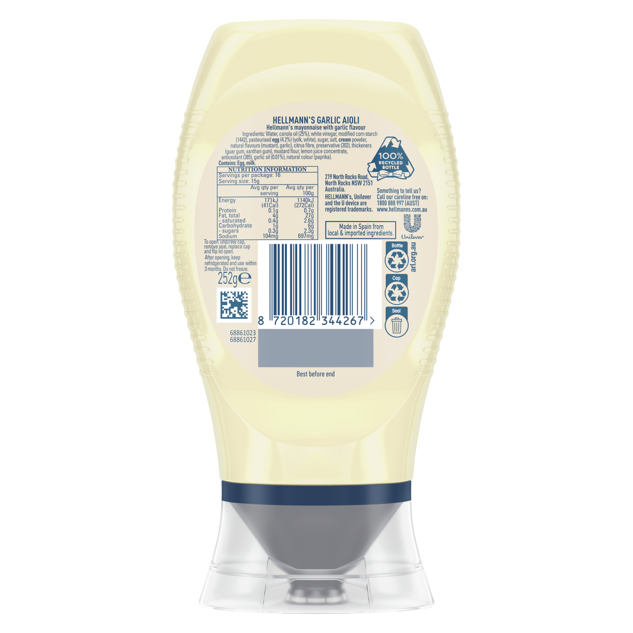 Hellmann's Aioli Squeeze 252g